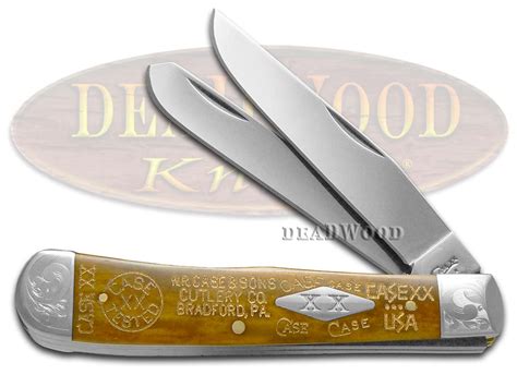 Case Xx Tang Stamps Antique Bone Scrolled Trapper Stainless 96142tsb