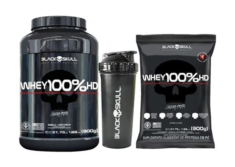 Kit Whey 100 Hd Pote Refil Coqueteleira Wpc Wpi E Wph Black