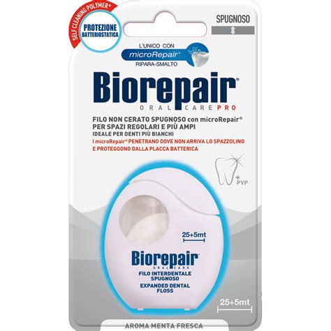 Biorepair Spongy Unwaxed Dental Floss With Microrepair® For Regular