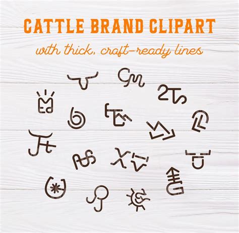 SVG, PNG, PDF & Eps File Cattle Brand Clipart Craft Set, Livestock ...