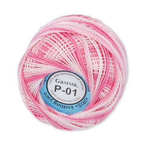 Пряжа "Gamma" Ирис меланж 100% хлопок 10 г 82 м Р-01 розовый-белый ...