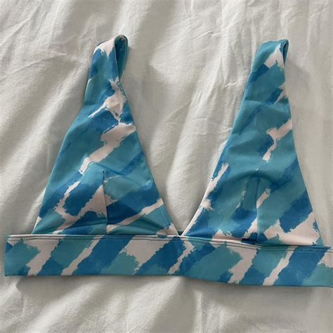 Oh Polly Blue And White Triangle Bikini Brand New Depop