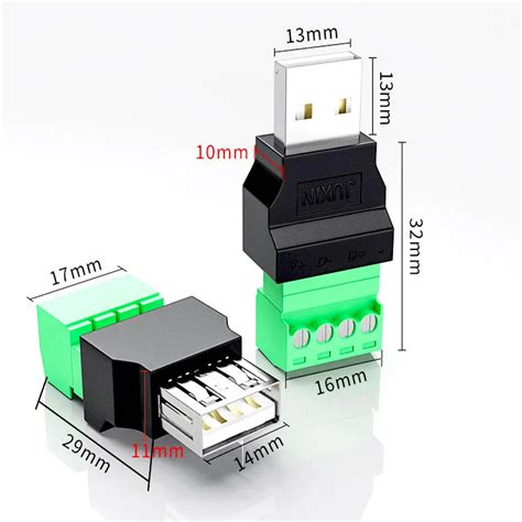 1Pc USB 2 0 Type A Male Female To 4 Pin Screw Connector USB Jack With