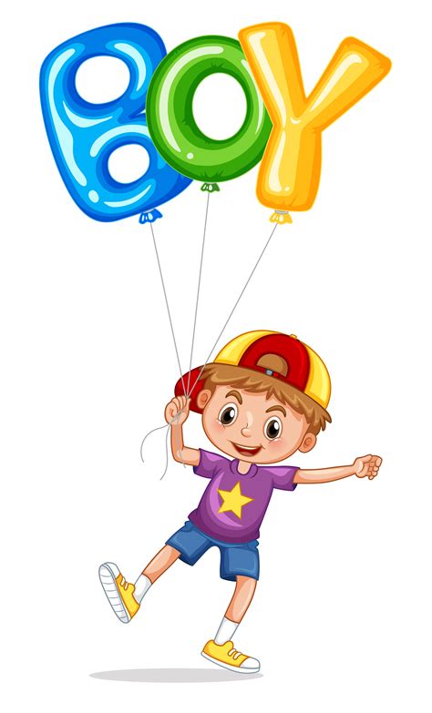 Little boy with balloon for word boy 549342 Vector Art at Vecteezy