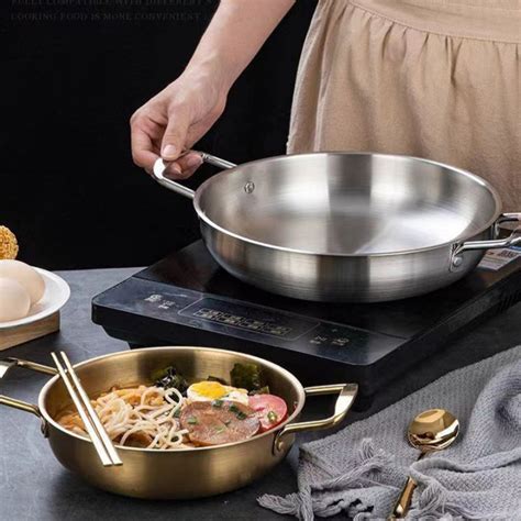 Stainless Steel Korean Hot Pot Set With Golden Ramen Pot Perfect For Seafood And Dry Pot
