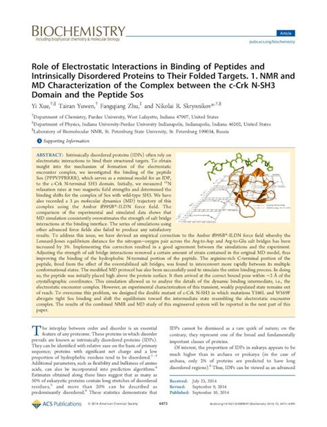 Pdf Role Of Electrostatic Interactions In Binding Of Peptides And