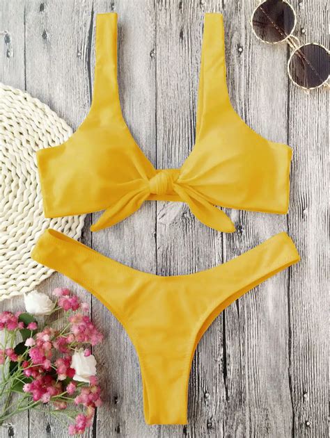 2019 Brand Yellow Women Swimsuit Sexy Brazilian Thong Bikini Swim Set Swimwear Woman Low Waist