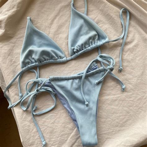 Baby Blue Bikini Set Worn A Couple Times Slight Depop