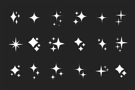 Star silhouette icon set, Shining star rays, Star cluster simple design ...