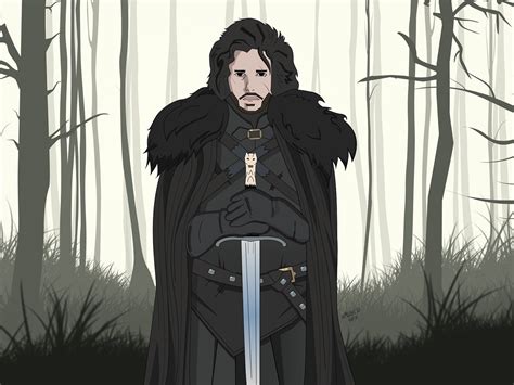 illustration jon snow  game  thrones  behance