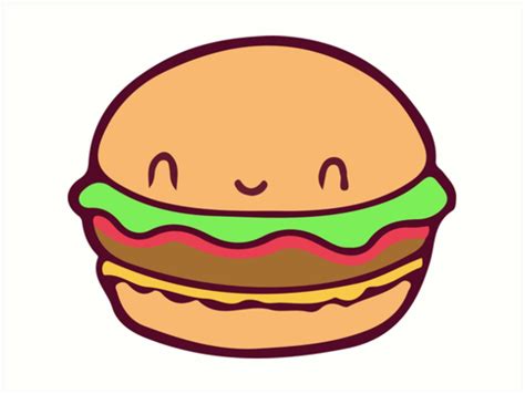 Cute Burger Art Print By Mbroadbridgee Redbubble