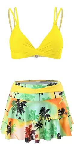 Bikini De Cintura Alta Con Cortinilla Y Copa Trenzada Cuotas sin interés