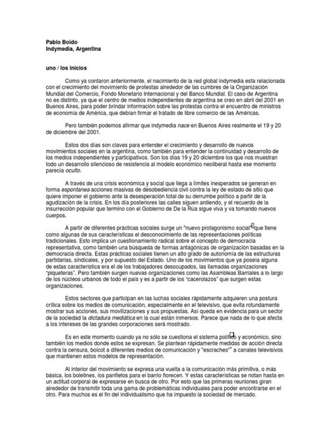 Boido Sobre Indymedia Pdf Argentina Internet