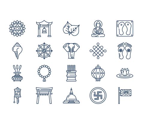 Buddhism religion symbol icon set 12166814 Vector Art at Vecteezy