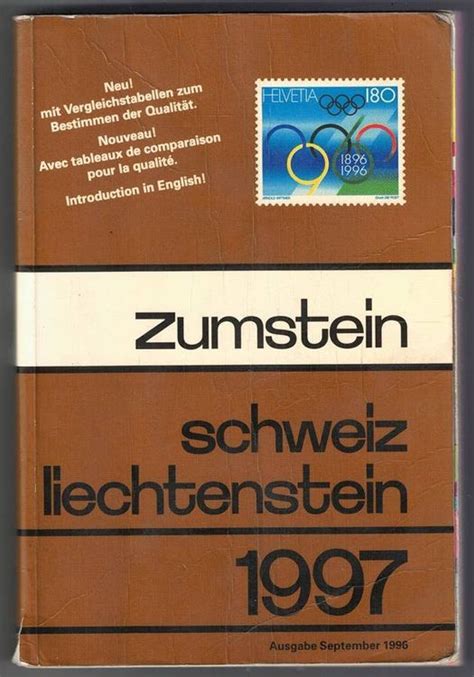 1997 Zumstein Briefmarken Katalog Schweiz Liechtenstein Kaufen Auf