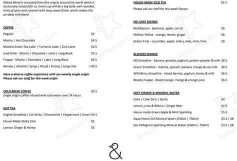 Menu At The Naked Duck North Sydney Cafe North Sydney Mezzanine 177