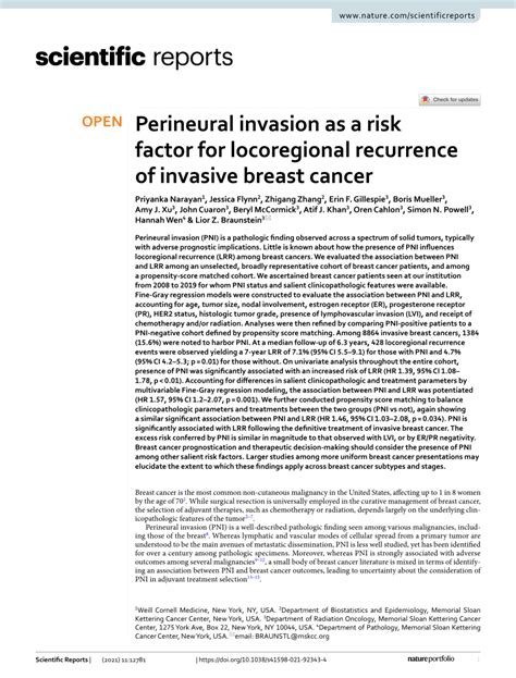 Pdf Perineural Invasion As A Risk Factor For Locoregional Recurrence