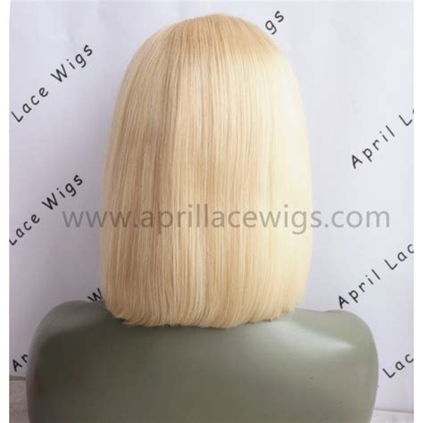 Color 613 Blonde Glueless Lace Front Wig Bob Cut Preplucked Hairline