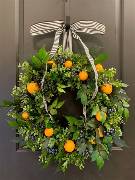 Spring Wreaths Oranges Wreath Boxwood And Oranges Etsy In 2021