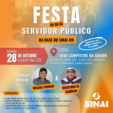 Sinai Rn Convida Sua Base Para A Festa Do Servidor Sinai