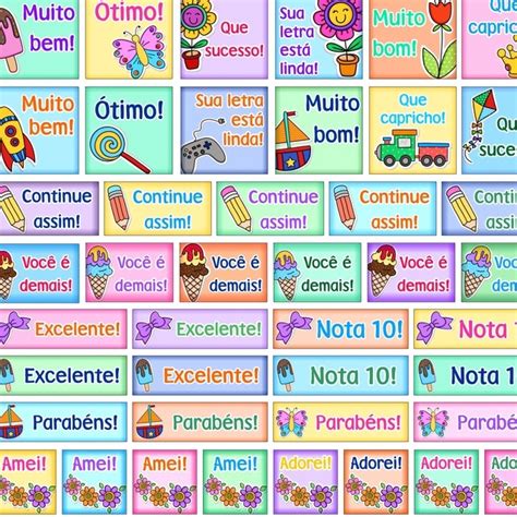 Adesivos De Incentivo Para Alunos Para Imprimir - Folha de Etiquetas Adesivas de Incentivo escolar para cadernos, livros ...