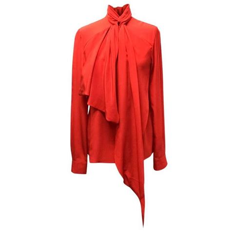 Givenchy Red Silk Blouse With Pussy Bow Tie For Sale At 1stDibs Red Silk Shirts