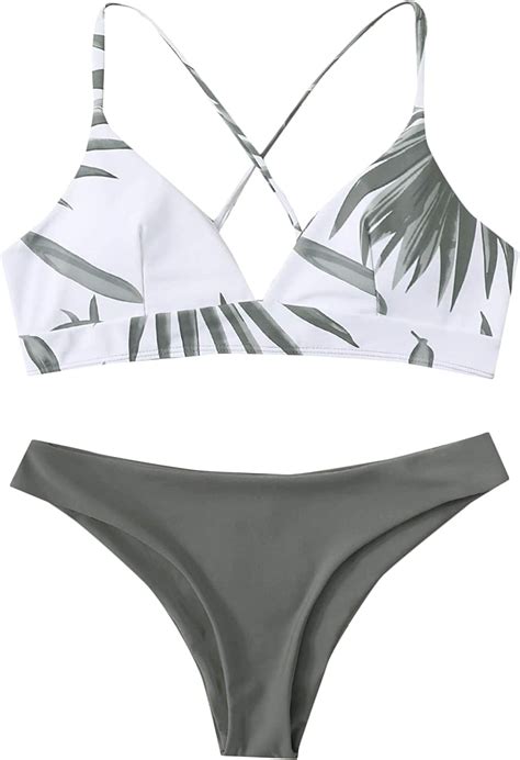 Amazon Sweatyrocks Women S Sexy Bathing Suit Floral Print Cross Back Bikini Set Swimsuits
