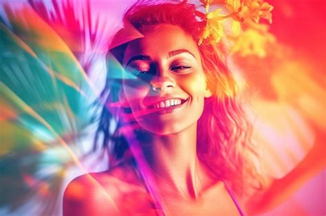 Premium AI Image Summer Themed Double Exposure Bikini Portrait