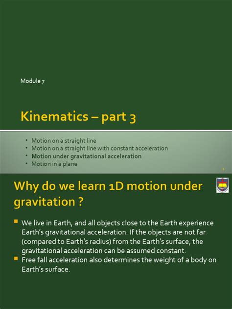 kinematics gravitational motion  acceleration gravity