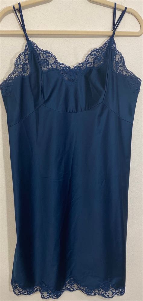Vintage Vanity Fair Tricot Nylon Lace Full Slip Dress Sz L 38 Bust Lingerie Etsy