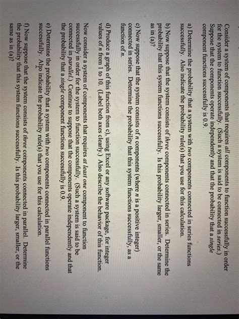 Solved Consider a system of components that requires all | Chegg.com