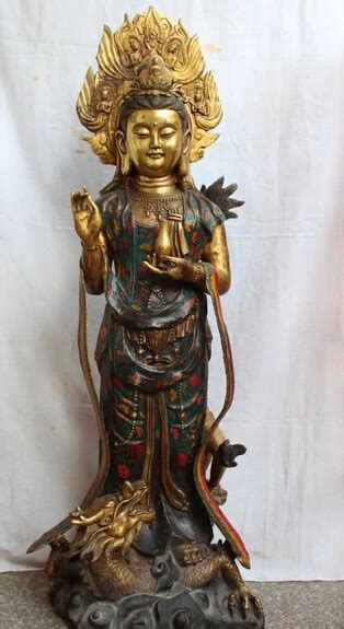 JP S0524 45 Chinese Bronze Gilt Cloisonne Kwan Yin Guan Yin Goddess On