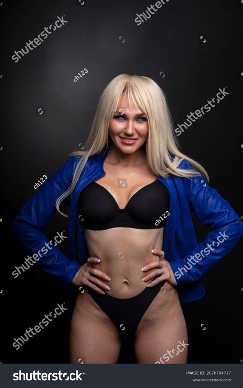 Sexy Blonde Woman Posing Wearing Black Stock Photo 2076784717 Shutterstock