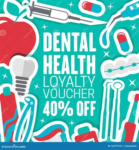 Dental Clinic Vector Loyalty Discount Voucher Stock Vector