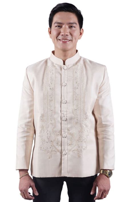 beige cocoon barong tagalog coat philippine wedding attire etsy canada