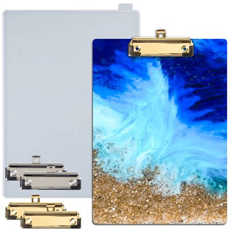 Clipboard Epoxy Resin Silicone Mold with 4 Low-profile Clips A4 Size