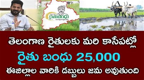 తెలంగాణ రైతులకు రైతు బంధు 25000 మరి కాసేపట్లో ఈ జిల్లాల వారికి డబ్బులు