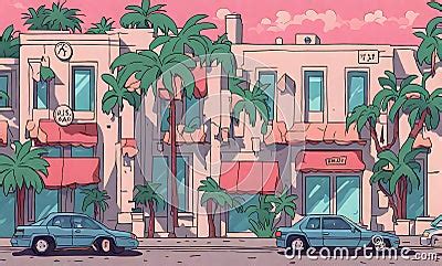 Cartoon Style Street Scene With Iconic Flair Royalty Free Stock