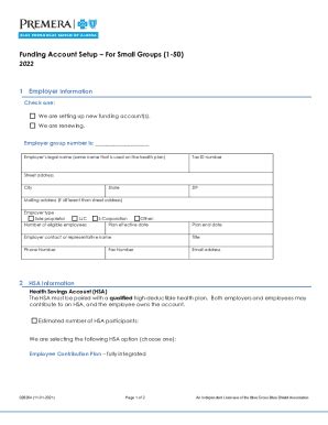 Fillable Online Funding Account SetupFor Small Groups 1 50 2022