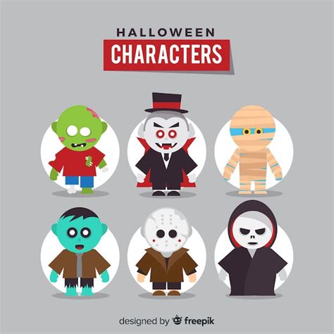 Ensemble De Personnages Halloween Dr Les Vecteur Gratuite