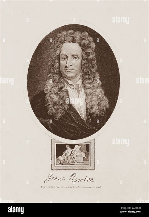 An engraving of the father of modern physics, Sir Isaac Newton Stock ...