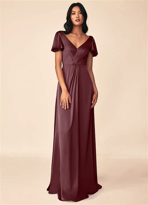 Sangria Azazie Soren Stretch Satin Dress Bridesmaid Dresses Azazie