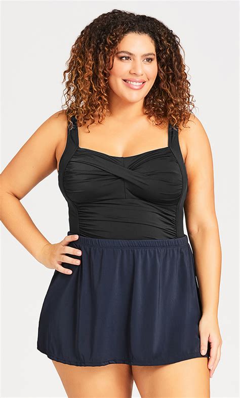 Plus Size Plus Size Basic Swim Skirt Navy Blue