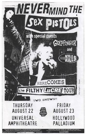 Concertposterauction Sex Pistols Filthy Lucre Tour Los Angeles