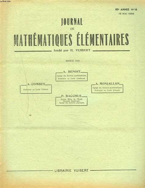 Amazon Fr Journal De Mathematiques Elementaires N Mai