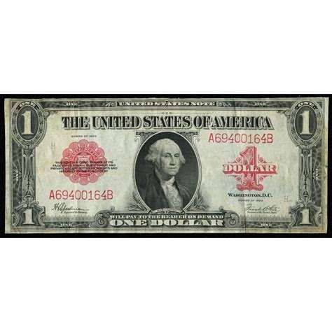 One Dollar U S Red Seal Large Size Bank Note Bill Pristine