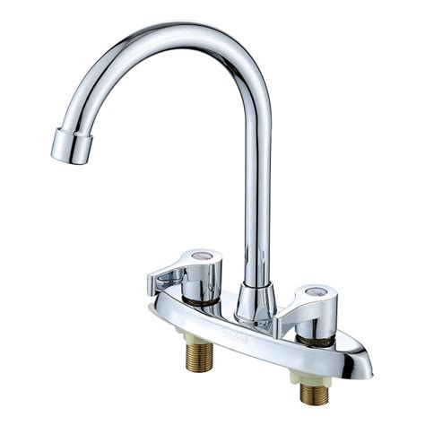Haimni Brass Double Hole Handle Kitchen Faucet Rotary Hot And Cold Basin Sink Mixer Tap