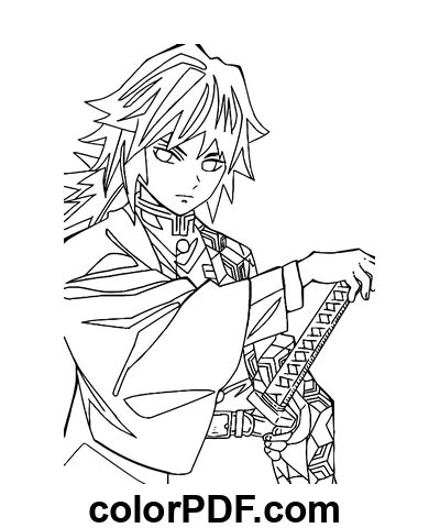 Giyu Tomioka Demon Slayer Hand Drawing – Coloring Pages and Books in PDF
