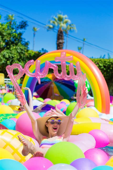 An Epic Rainbow Balloon Pool Party Pool Party Themes Pool Birthday