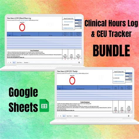 Clinical Hours Log Ceu Tracker Bundle Clinical Hours Etsy